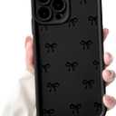 NITITOP Compatible with iPhone 12 Pro Max Case Cute Stylish Bow Knot Ribbon Design for Women Girls Artistic Bowknot Soft TPU Shockproof Protective Full Camera Protection Cover - Black