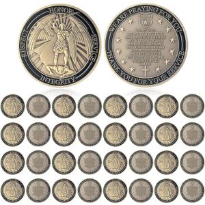 Quelay 40 Pcs Police Challenge Coins Saint Michael Law Enforcement Challenge Coins Bulk Police Officers Bless Prayer Patron Saint Coin Polices Gifts for Men Women Veterans(We are Praying for You)
