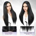 Quantum Love Wigs Long Natural Straight Middle Part Natural Black Color Wig Heat Resistant Realistic Synthetic Daily Party Cosplay Halloween Daily Party Use Wig