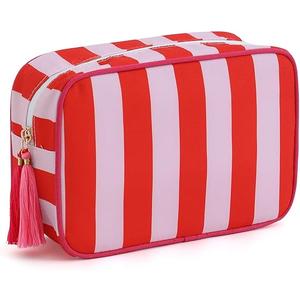 EMBRUNIOICE Makeup Bag Travel Cosmetic Bag Organizer Tassel Toiletry Bag Large Canvas Zipper Pouch Mahjong Tile Bag