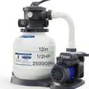 AQUASTRONG Sand Filter Pump for Above Ground Pool, Pool Pumps Above Ground with Timer, Pool Sand Filter with 6-Way Valve,Improved Circulation and Filtration,12in, up to 9000 Gallons