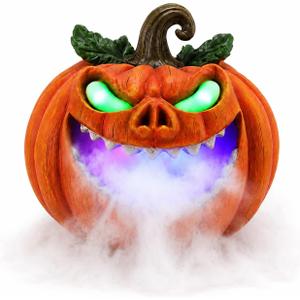 Halloween Decorations Pumpkin Fog Machine - Tabletop Water Mist Maker with Glowing Green Eyes, Spooky Indoor/Outdoor Tabletop Decor for Haunted House & Parties