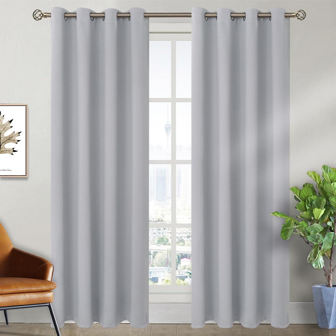 BGment Room Darkening Curtains 84 Inches Long - Grommet Thermal Insulated Drapes Window Treatment Curtains for Bedroom, 2 Panels, 52 x 84 Inch, Light Grey
