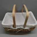 GYASVWU Water Hyacinth Picnic Baskets, Wicker Picnic Basket with Handle, Wicker Bread Basket with Linner, Empty Gift Baskets for Easter, Weddings, Garden and Home Decor (Original)