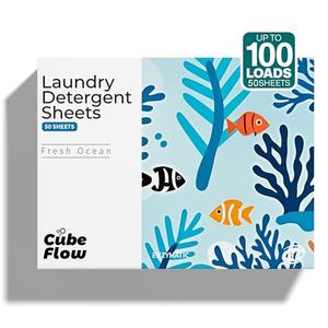 Laundry Detergent Sheets, Ebony Rose Scent - 50 Loads | 72-hour long lasting fragrance, Eco Friendly Sheets | Pre-Measured, Liquidless for Deep Clean | Hypoallergenic (Fresh Ocean)