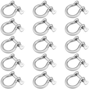JEUIHAU 1/4 Inch 304 Stainless Steel Shackle, Heavy Duty Anchor Shackle, Screw Pin Anchor Shackle, Stainless Steel D Ring Shackles for Connection Rope and Chain, 485 Lbs Capacity