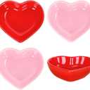 Whaline 4Pcs Heart Shape Sauce Dishes Ceramic Side Dish Bowl Red Pink Jewelry Ring Dish Tray for Home Kitchen Valentine's Day Christmas Wedding Anniversary Birthday Party Decor
