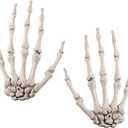 2 Pack Halloween Skeleton Hands Realistic Life Size Severed Plastic Skeleton Hands for Halloween Themed Party Decoration Props(Right & Left)