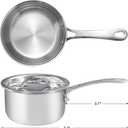 Mini Sauce Pan with Lid, Tri-Ply Stainless Steel Pot with Stay-Cool Handle & All Cooktop Compatibility (Gas, Ceramic, Electric) - Silver