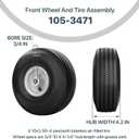 105-3471 Front Wheel and Tire Assembly 4.10x3.50-4 Compatible with Toro TimeCutter & Exmark Quest Z-Turn Mowers, 3/4" ID, 4-1/4" Hub, Grease Zerk, Durable Replacement - 2 Pack