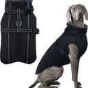 PUMYPOREITY Dog Coats for Large Dogs, Warm Winter Jacket with Built-in Harness, Reflective, Waterproof, Fleece Lined, Labrador, Black, XL (X-Large)