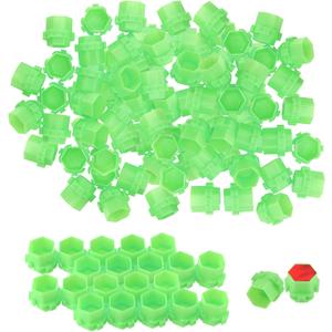 600Pcs Honeycomb Ink Caps, Plastic Green Ink Caps Honeycomb Shape, Anti-Rollover Pigment Container for Art
