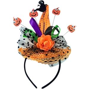2 x Halloween Witch Hat Headband Dress Up Accessory for Kids and Adults (Orange)