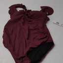 Charmo Scallop Trim Maternity Swimsuit One Piece V Neck Pregnancy Bathing Suit Ruched Swimwear Cutout Tie Back (X-Large, WineRed)