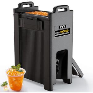 PYY Insulated Beverage Dispenser 5 Gallon - Hot and Cold Drink Container with Handles, Thermal Drink Dispenser Cooler Server carrier For Commercial Catering Black