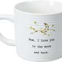 Mom I Love You To The Moon And Back - 10 oz White & Gold Ribbed Coffee Cup Mug
