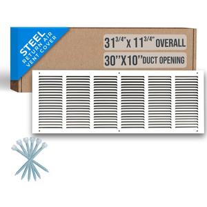 Fits 30x10 Duct Opening | Steel Return Air Grille by Handua | Vent Cover Grill for Sidewall and Ceiling | White | HVAC Cold Air Intake Grille | Outer Dimensions: 31.75"W X 11.75"H Fits 30x10 Duct Opening | Steel Return Air Grille by Handua | Vent Cover Grill for Sidewall and Ceiling | White | HVAC Cold Air Intake Grille | Outer Dimensions: 31.75"W X 11.75"H