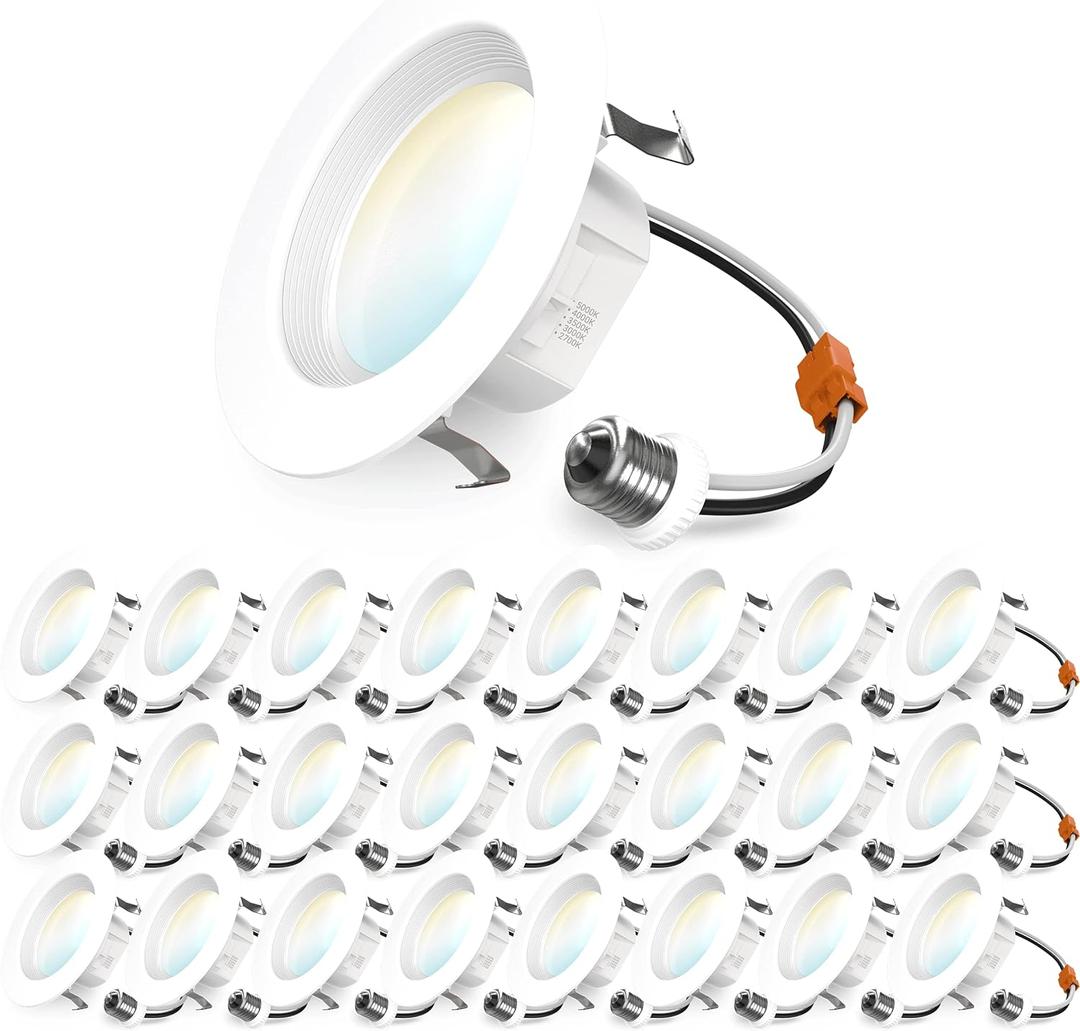 Sunco 24 Pack 4 Inch LED Recessed Lights, Retrofit Can Lighting, 660 LM, 11W (40W Equivalent), Selectable CCT 2700K/3000K/4000K/5000K, Dimmable, Baffle Trim, Replacement Conversion Kit UL (5 CCT in One (2700K, 3000K, 3500K, 4000K, 5000K))