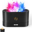 Colorful Flame Air Aroma Diffuser Humidifier, Upgraded 7 Flame Colors Noiseless Essential Oil Diffuser for Home,Office,Yoga with Auto-Off Protection 180mL (8Hours Black)