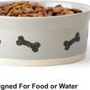 PetRageous 17002 Classy Bones Two-Tone Stoneware Dishwasher-Safe Dog Bowl 1.5-Cup Capacity 5-Inch Diameter 2-Inch Tall for Extra Small Dogs or Small Dogs and Cats, Grey