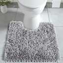 Yimobra Toilet Rugs U Shaped Washable, Soft Comfortable Toilet Mat for Bathroom Floor, Non-Slip Contour Bathroom Rugs for Toilet, Fluffy, Thick, Dry Quickly Absorbent Water, 24.4 x 20.4, Light Grey (20" x 24")