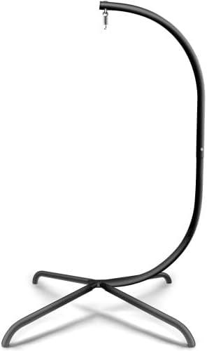 Elevon Hammock Chair Swing Stand, Hanging C-Stand with Buckle and Spring Hook, Heavy Duty Steel Hanging Hammock Max Load 350lbs, Hammock Stand Only, Outdoor Indoor Bedroom Patio Garden Balcony - Black