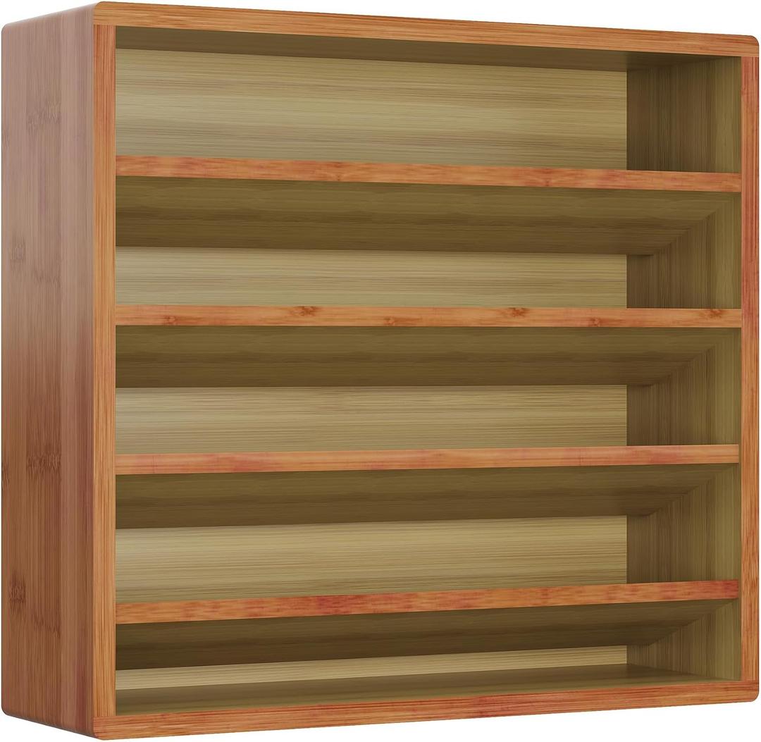 Orimade 4 Tier Spice Rack Organizer for Cabinet, Freestanding Bamboo Seasoning Rack for Countertop, Cupboard, Pantry, Kitchen, 13.18 x 4.13 x 12.2 inches(Spice Jars Not Included), Bronze (Walnut Stain)
