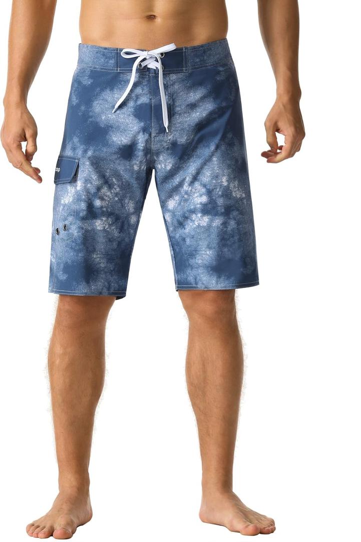 unitop Men's Bathing Board Trunks Beach Shorts Holiday Hawaiian Colorful Striped (Blue)