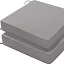 Favoyard Patio Chair Cushions 22 x 22 x 3 Inch Waterproof Outdoor Seat Cushions for Patio Furniture 3-Year Color Fastness Garden Sofa Couch Chair Pads with Handle & Adjustable Straps Set of 2, Grey