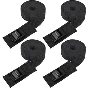 Ayaport Lashing Straps with Buckles Adjustable Cam Buckle Tie Down Cinch Strap for Packing Black 4 Pack (1" x 16')