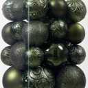 Christmas Ball Ornaments - 30pcs Shatterproof Christmas Ornaments Set Plastic Hanging Christmas Decorations for Xmas Tree Holiday Party Decor, 6 Styles in 4 Sizes (Dark Green)