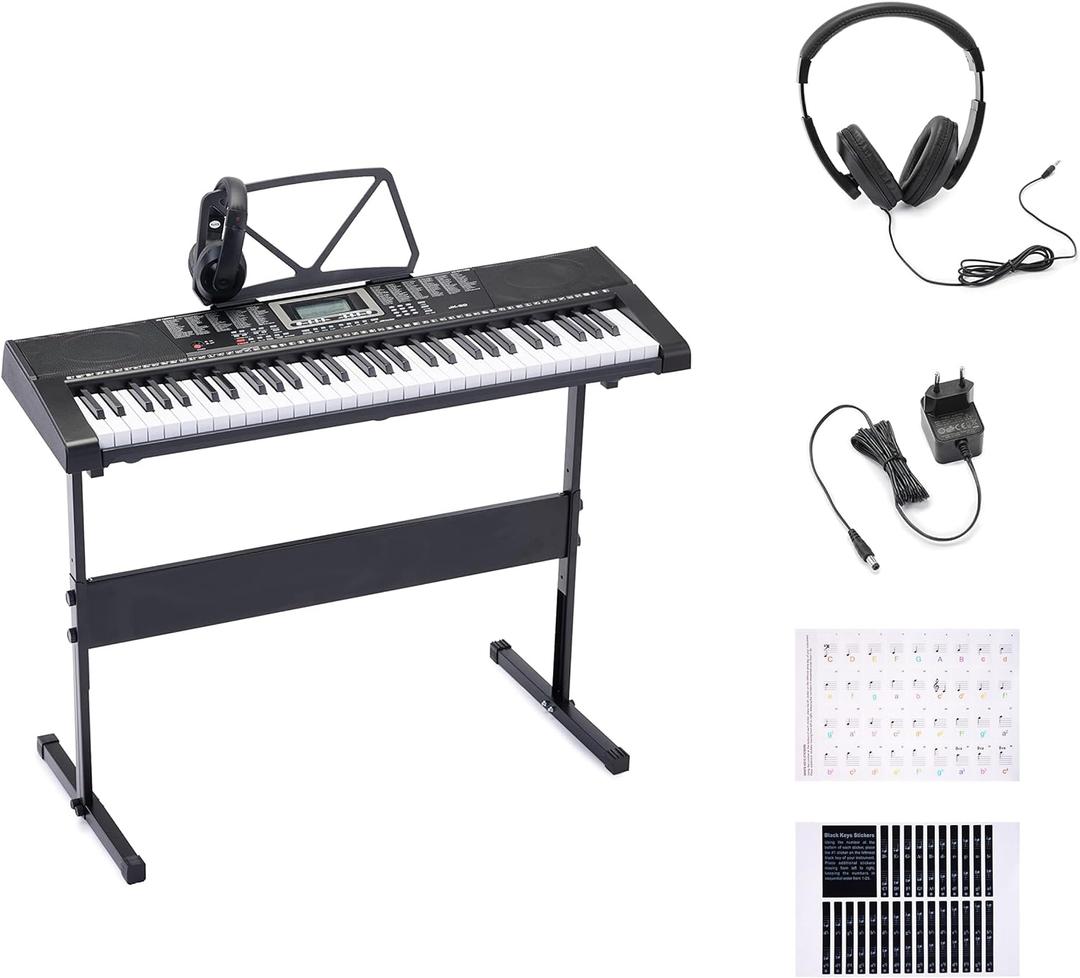 Amazon Basics Portable Electric Keyboard Piano with 61 Full Size Keys, Built-in Speakers, Songs for Learning, Digital Piano, Black