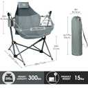 TIMBER RIDGE Hammock Camping Chair with Adjustable Backrest, Heavy Duty Folding Hammock Chair Supports 300lbs, Portable Hammock Chair for Camping, Travelling and Patio, Grey