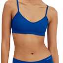 Organic Basics Womens Naked Ribbed VNeck Bralette, Vibrant Blue, Medium
