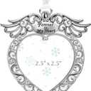 Mulumu Christmas Tree Ornament Picture Frame Metal Hanging Pendant Holiday 2.5" Photo Frame Charm Decorative of Pets, Baby First Christmas, Family (Heart White)