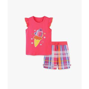 Girl Summer Short Set Cotton Outfits Short Sleeveless Tee T Shirt Tank Top Shorts Pant 2PC Set 7-8