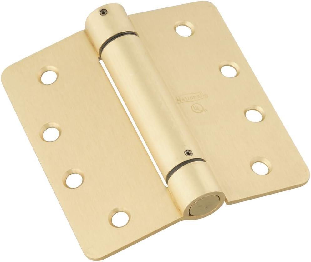 National Hardware N185-207 Spring Hinge, Brass, 4"