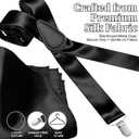 Men's Silk Suspenders X-Back Formal Tuxedo Suspenders with Secure Metal Clips for Wedding Dress Pants, Gift Box