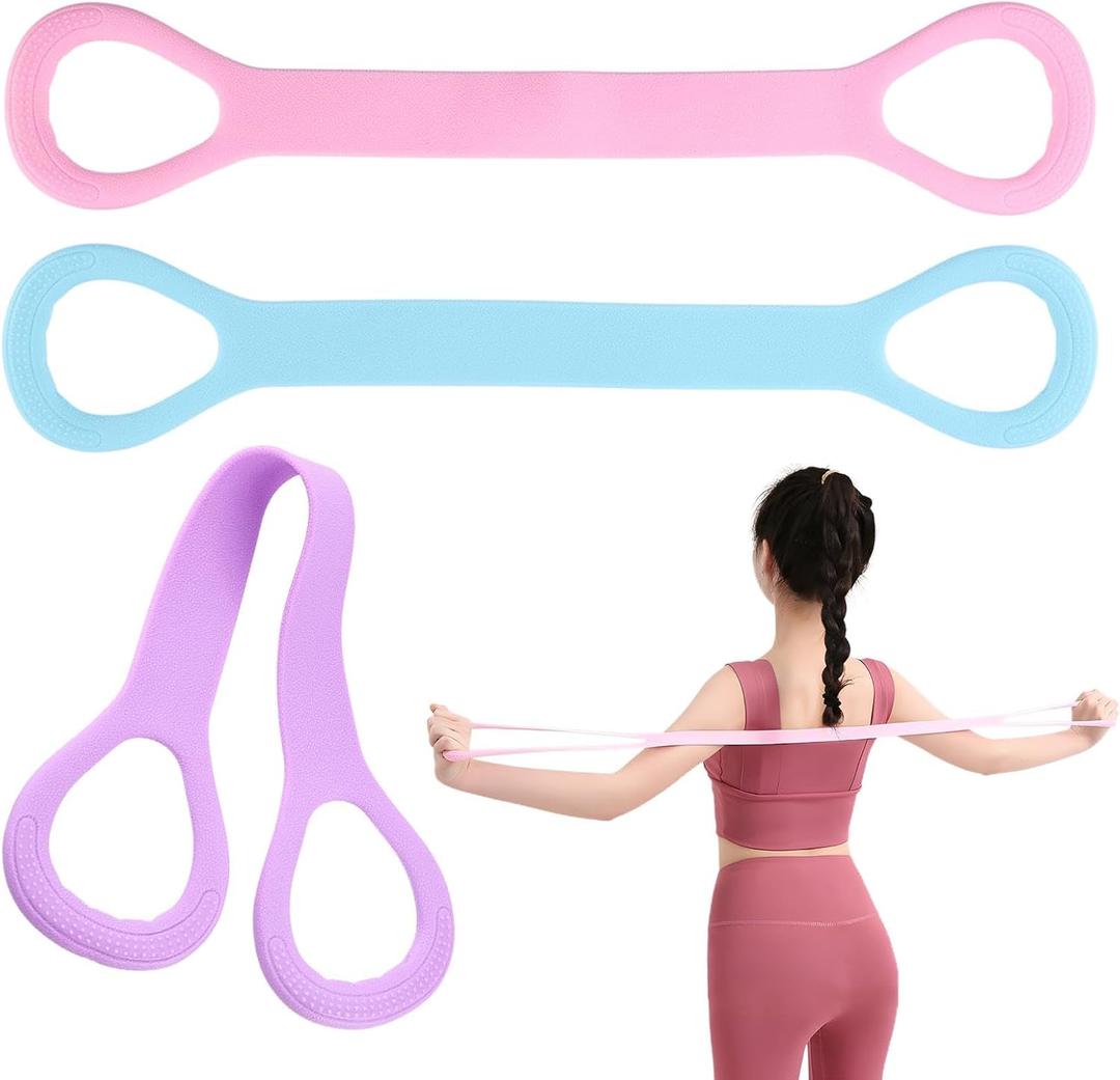 3pc Figure 8 Resistance Band, Arm Back Shoulder Exercise Bands, Elastic Rope Stretch Fitness Band, 8 Shaped Stretch Band for Chest Expander, Yoga Gym Fitness Pulling Rope