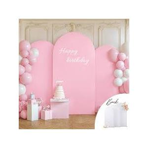 Pink and White Arch Backdrop Cover Set of 3 Baby Pink Arch Covers 4FT 5FT 6FT Bridal Baby Shower Birthday Party Wedding Photo Arch Backdrop Stand Cover Spandex Stretchy