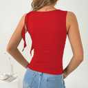 Milumia Women's Ruched Knotted Tank Top Y2k Sleeveless Lettuce Trim Fitted Tops (Red, XL)