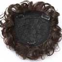 Natural Curly Replacement Wiglet Hairpiece 13x13cm Short Clip in Wavy Hair Topper for Women with Thinning Hair Dark Brown Color (9"-10")