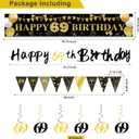 27pcs 69th Birthday Decorations for Men, Black Gold 69th Party Decorations, Happy 69th Birthday Banner Honeycomb Hanging Swirls Cake Topper and Balloons Kit Party Supplies