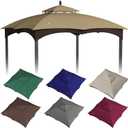 10x12ft Canopy Replacement Top for Lowe's Allen Roth Gazebo #GF-12S004B-1, Two Tiered Waterproof Gazebo Cover Roof with 8 Drainage Holes for BBQ Outdoor, Khaki