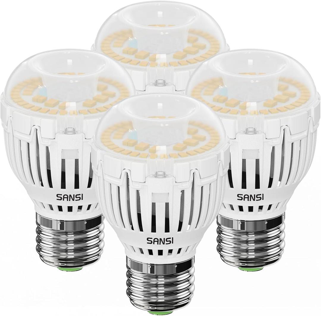 SANSI 100W Equivalent A15 LED Light Bulb, 1600 Lumens 5000K Daylight White Bulb, Energy Saving 25,000 Hours Lifespan Non-Dimmable 12W LED Bulb for Home Lighting, 4-Pack