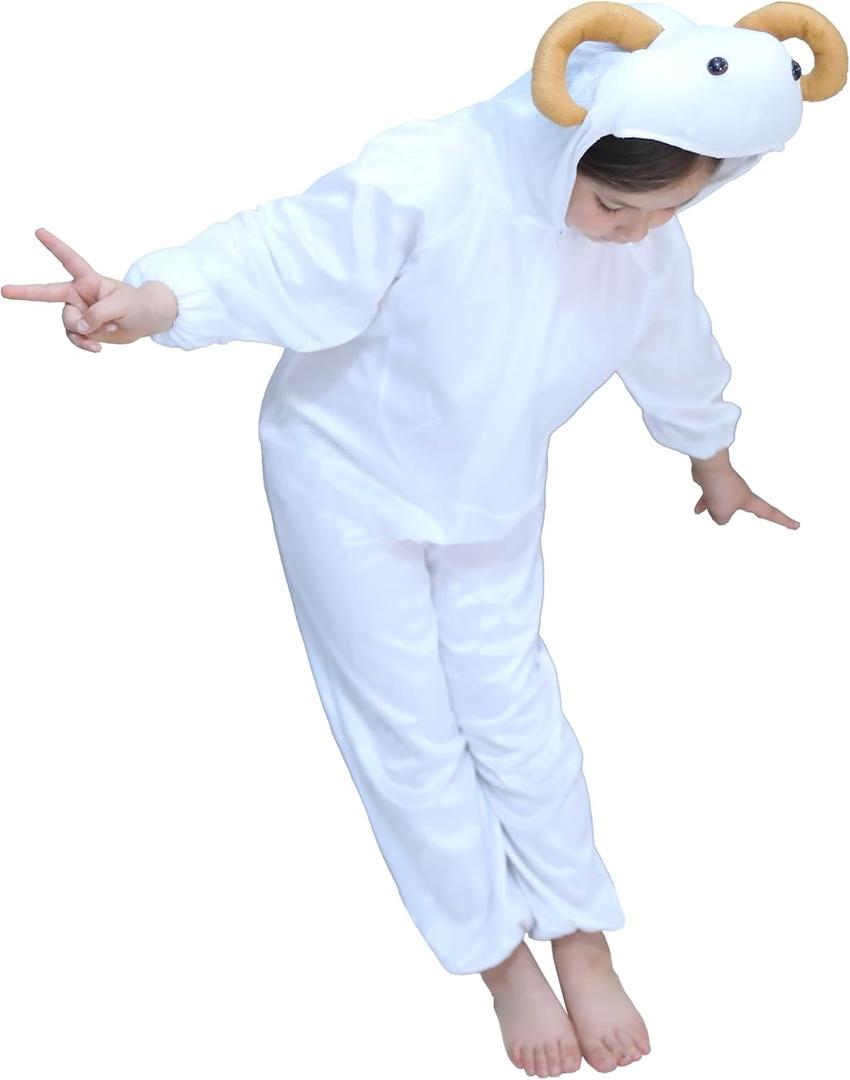 Matissa Kids Animal Costume for Boys Girls Unisex Fancy Dress Party Outfit Cosplay (M (For kids 35.5" - 41.5" tall), Goat)