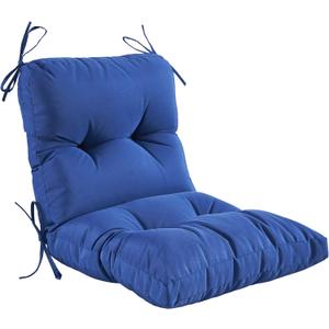 Outdoor Indoor Seat/Back Chair Tufted Cushion,All-Weather Patio Chair Cushion with Ties,for Patio Furniture,Navy Blue