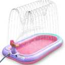 65" Sprinkler & Splash Pad for Kids, Large Outdoor Mermaid Sprinklers Play Mat Summer Water Play Toys Inflatable Sprinkler Pad, Play Pool for Toddlers Babies Over 3 Years Boys Girls - Pink