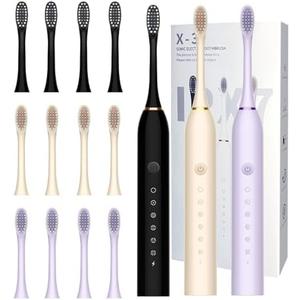 MSETGRD 1 Pack Electric Toothbrush with 6 Modes, Rechargeable Toothbrushes with 12 Brush Head, Fast Charge 2 Min and 30s Timer Toothbrush