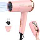 PRITECH Dual Voltage Travel Hair Dryer (1250W) - Foldable Blow Dryer with Concentrator, 110V/220V Worldwide Use, Compact Lightweight Design, EU Plug Included
